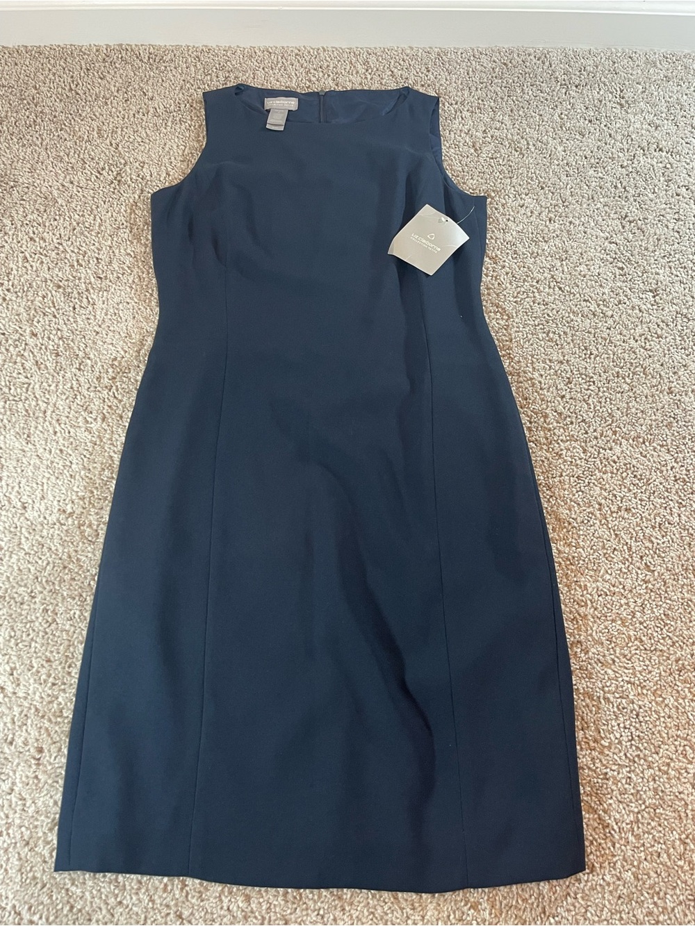 Liz Claiborne Navy Sleeveless Midi Sheath Dress
